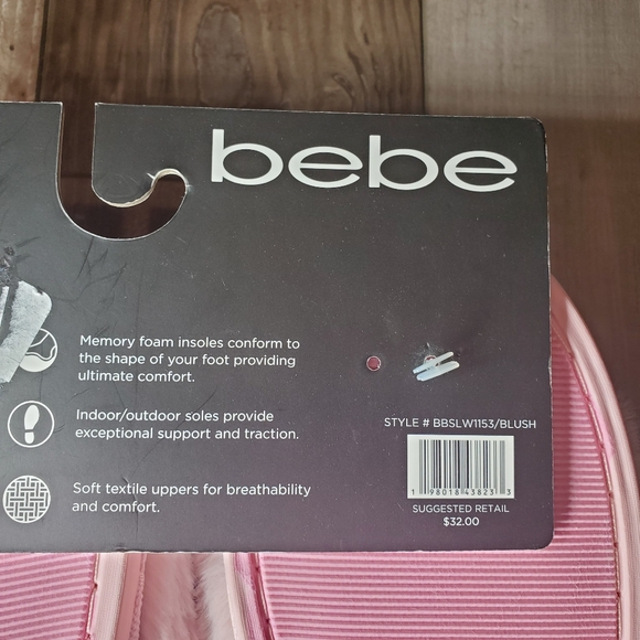 NWT Bebe Pink Fuzzy Women's Memory Foam Slippers Large Size 9 - Picture 14 of 16